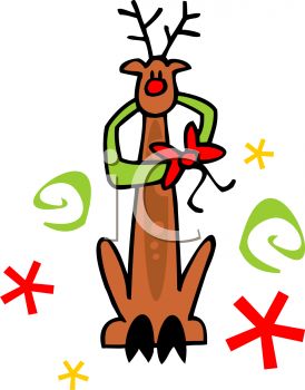 274x350 Stylized Rudolph The Red Nosed Reindeer With A Wreath Clipart