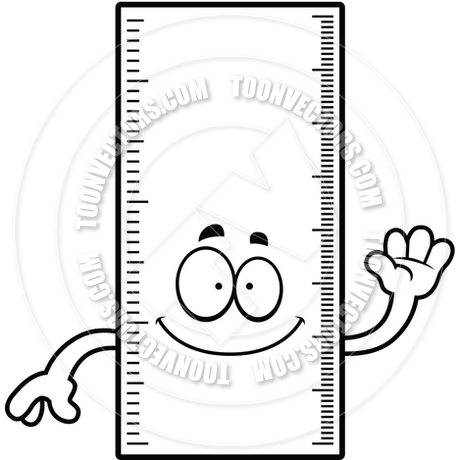 460x460 Cartoon Line Gauge Ruler Waving (Black And White Line Art) By Cory