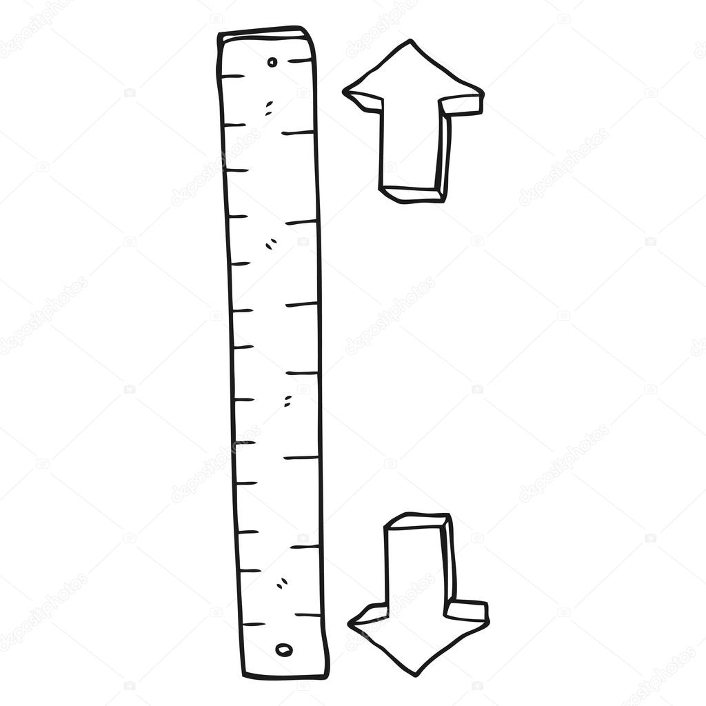 1024x1024 Black And White Cartoon Wooden Ruler Stock Vector
