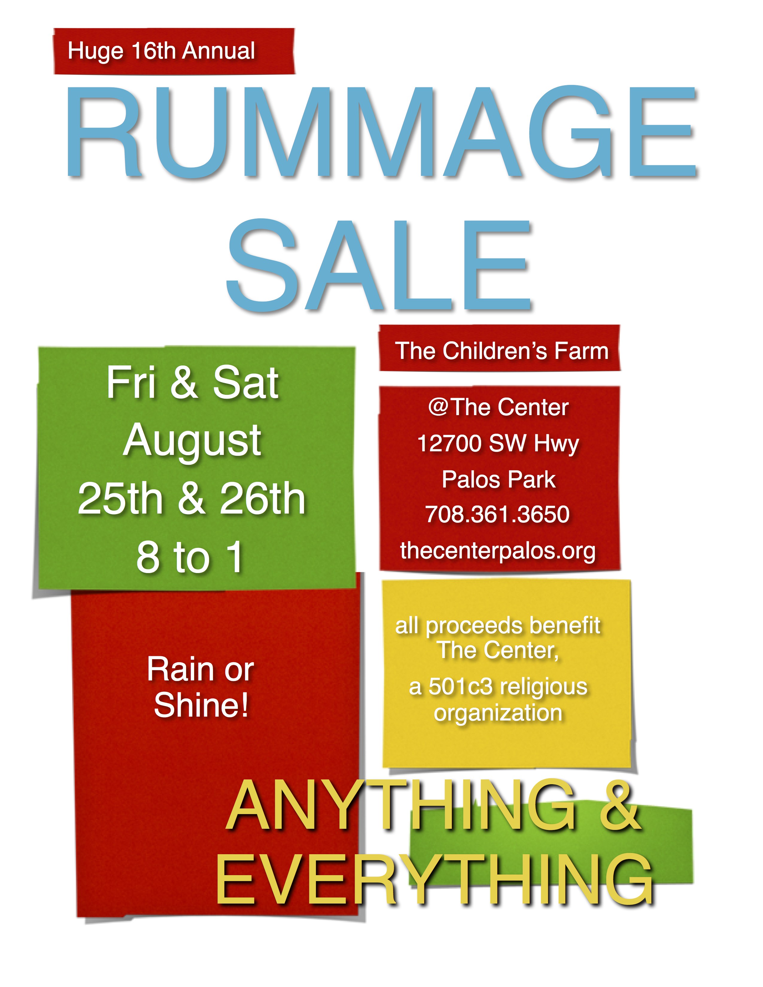 2550x3300 Rummage 2017 Welcome To The Center, Palos Park