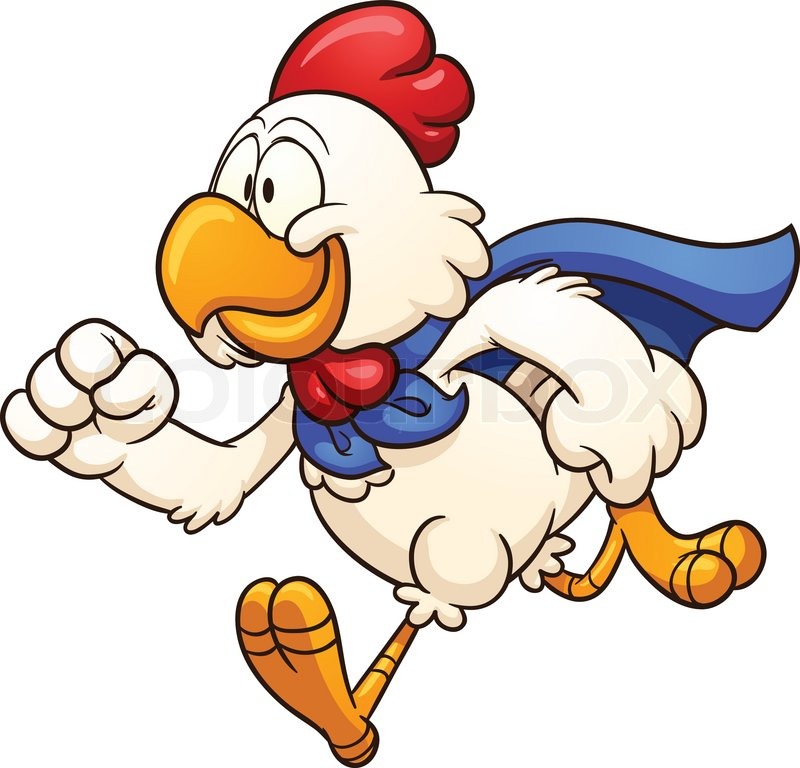 800x768 Running Super Chicken. Vector Clip Art Illustration With Simple