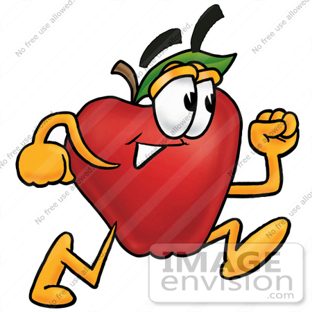 450x450 Clip Art Graphic Of A Red Apple Cartoon Character Running