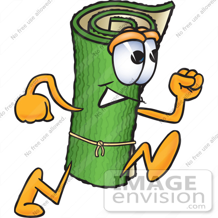 450x450 Clip Art Graphic Of A Rolled Green Carpet Cartoon Character