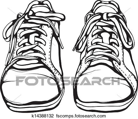 450x389 Clipart Of Shabby Running Shoes In Black Ink K14388132