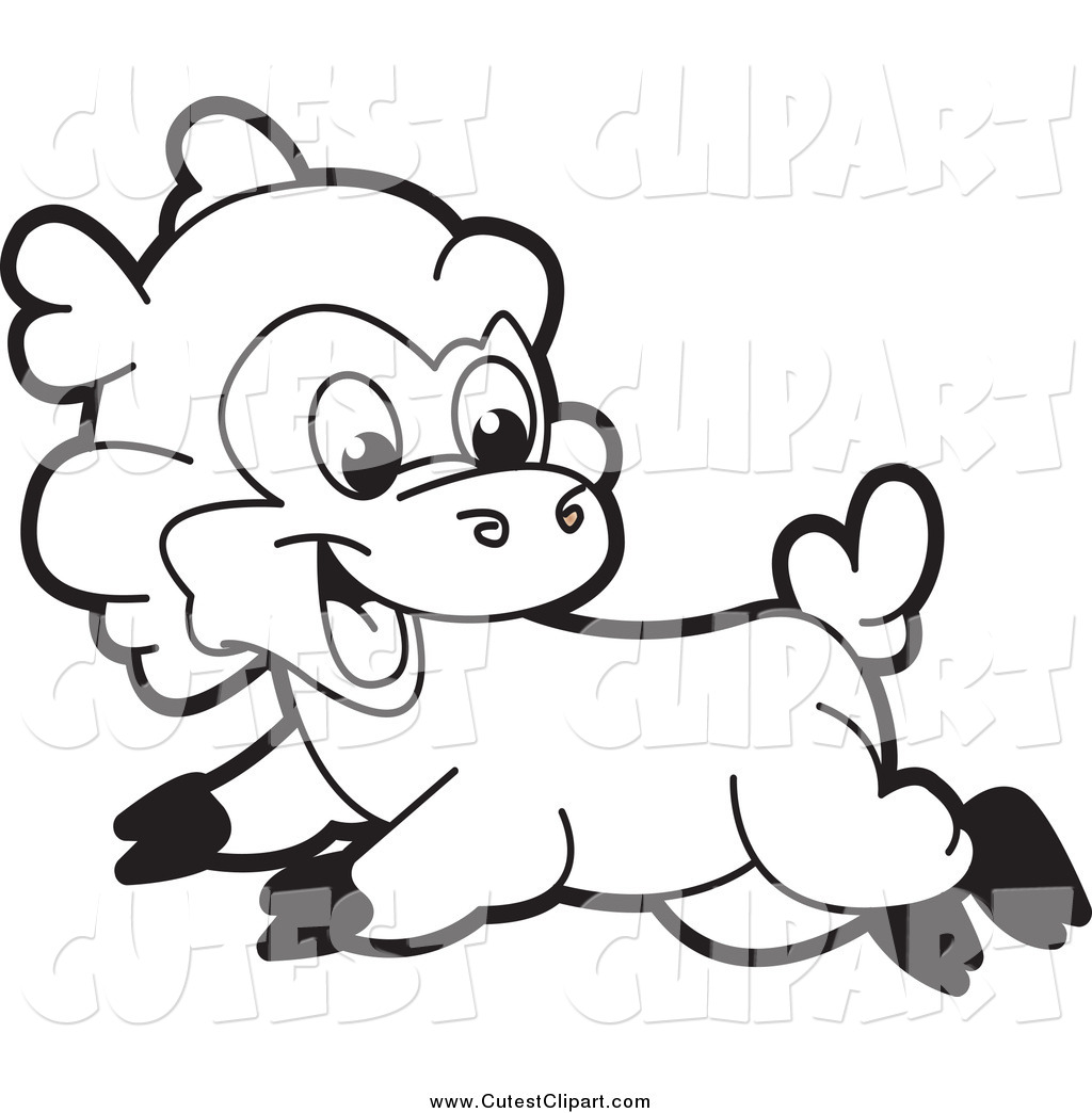 1024x1044 Vector Clip Art Of A Black And White Playful Running Lamb By Lal