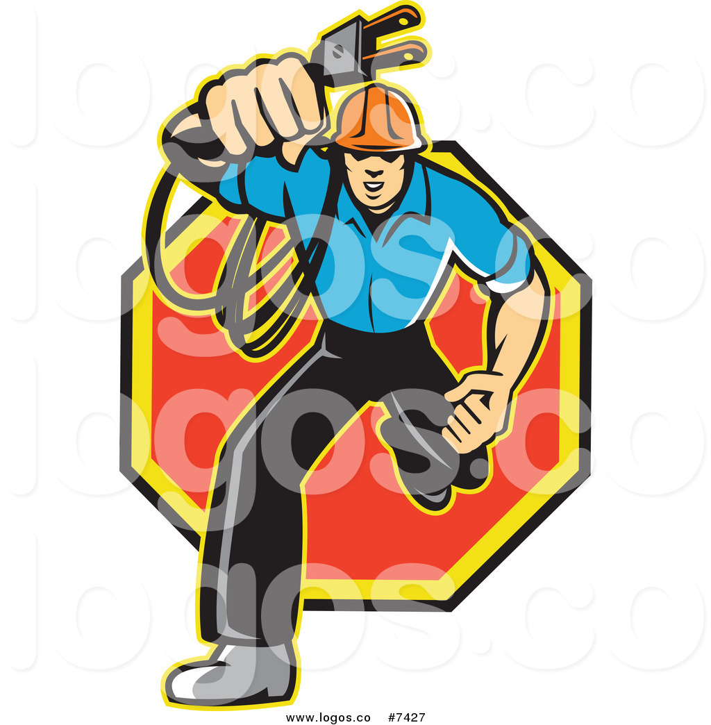 1024x1044 Royalty Free Clip Art Vector Logo Of A Male Electrician Running