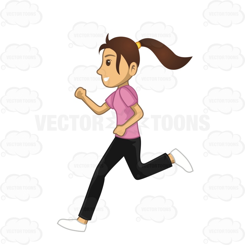 800x800 Woman Running To Workout Cartoon Clipart
