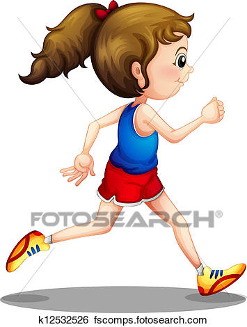 355x470 Clip Art Of A Young Girl Running K12532526