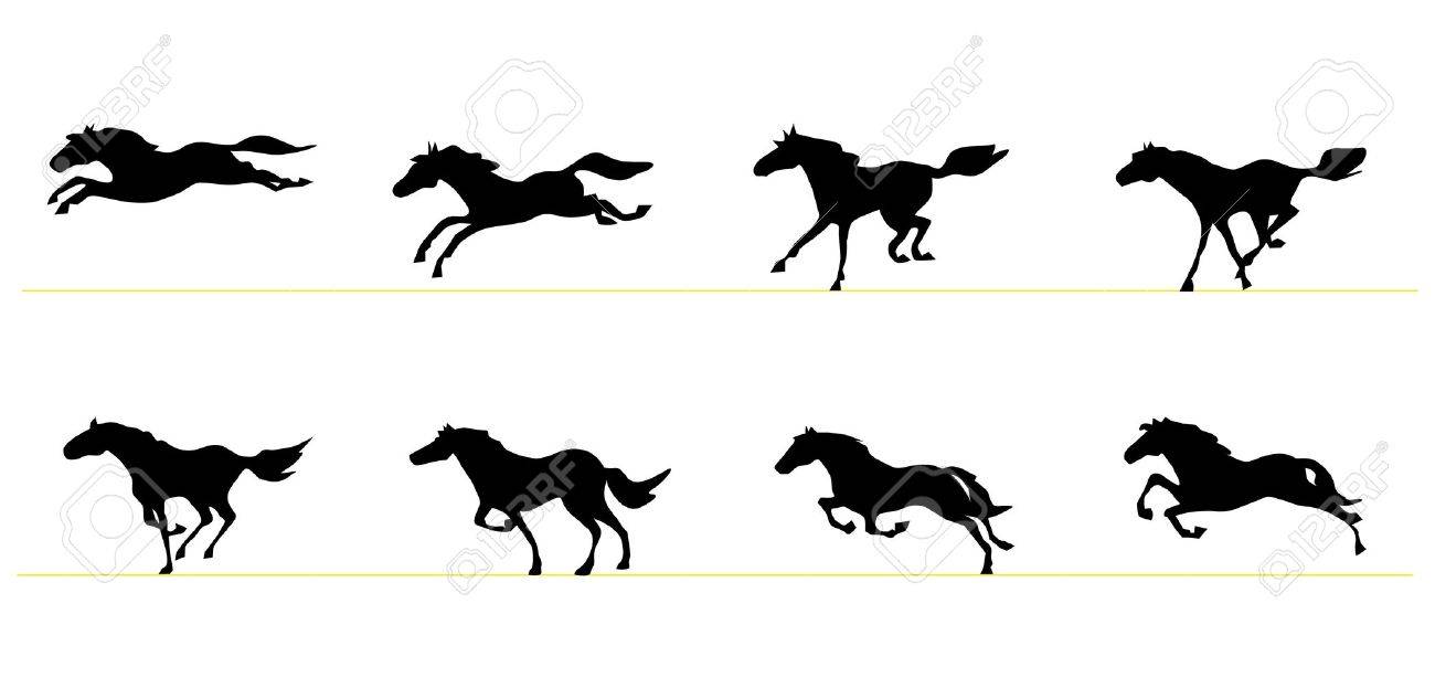 1300x633 Running Horse Silhouettes Royalty Free Cliparts, Vectors,