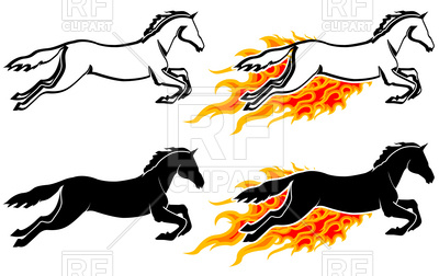 400x252 Running Horse Silhouette In Flame Royalty Free Vector Clip Art