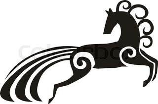 320x210 Horse Silhouette, Vector Realistic Silhouette Running Horse
