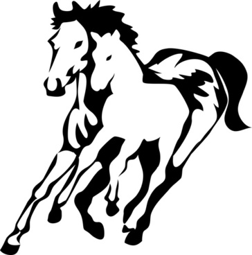 364x368 Vector Set Of Running Horses Silhouette Design Free Vector