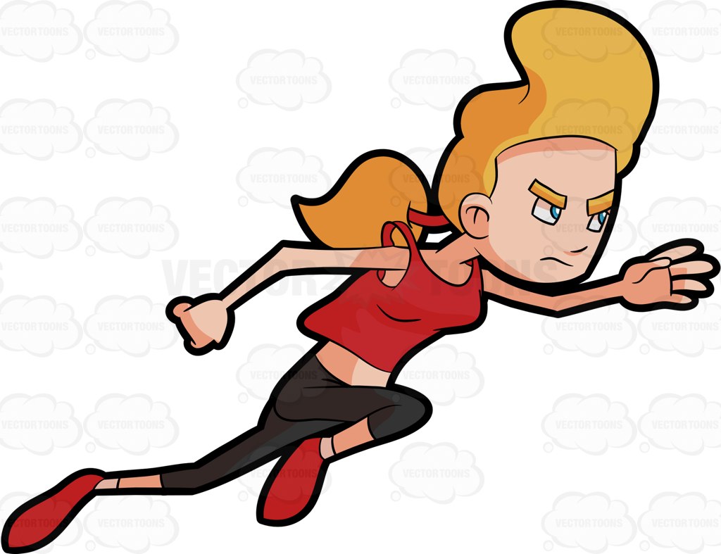 1024x787 A Woman Running So Fast Cartoon Clipart
