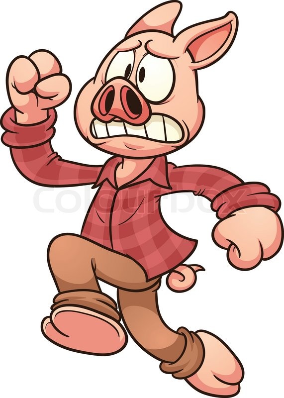 571x800 Cartoon Pig Running Scared Stock Vector Colourbox