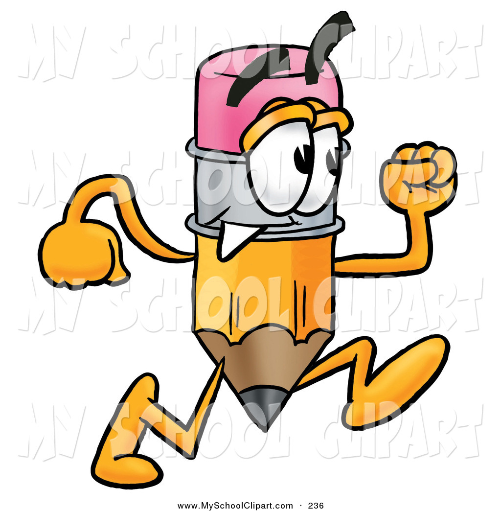 1024x1044 Clip Art Of A Yellow Pencil Mascot Cartoon Character Running By