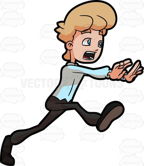 498x575 A Scared Man Running Away Cartoon Clipart