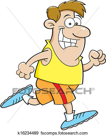 367x470 Clip Art Of Cartoon Man Running K16234489