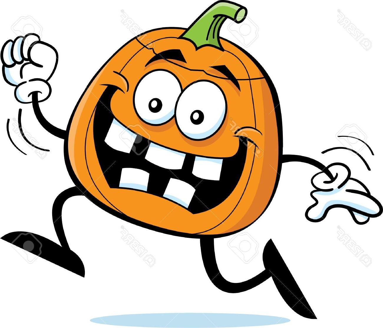 1300x1113 Hd Cartoon Illustration Of Happy Running Pumpkin Stock Vector Images