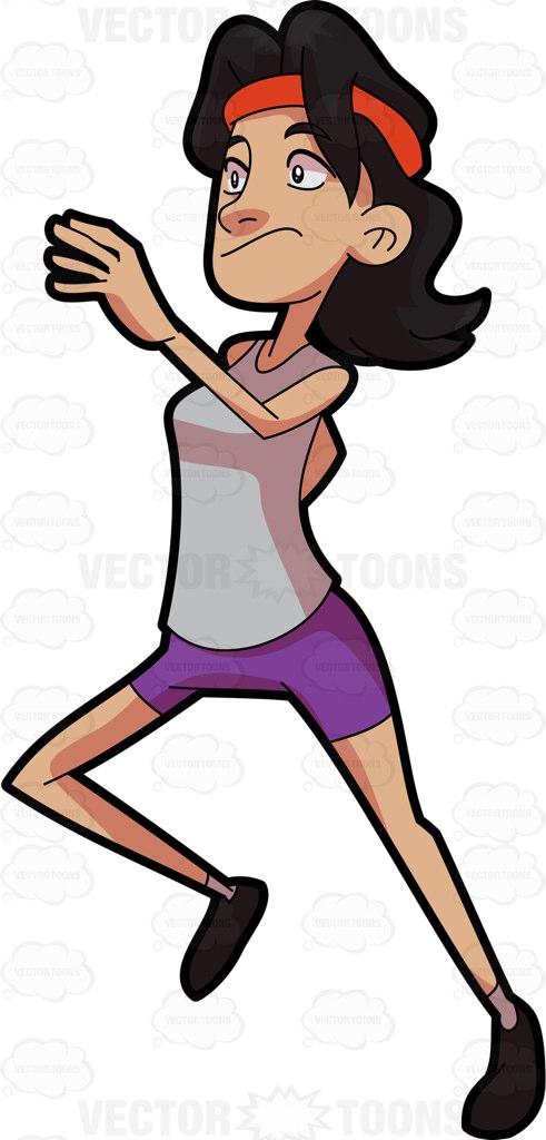 491x1024 A Woman Looking Shocked And Pressured While Running A Race Cartoon