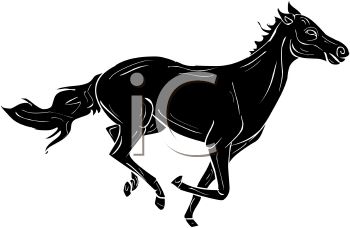 350x228 Picture Of A Silhouette Of A Horse Running In A Vector Clip Art