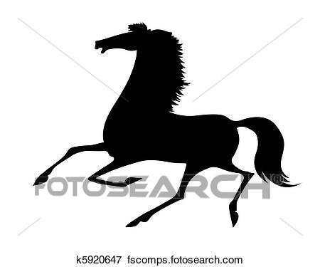 450x375 Clip Art Of Vector Silhouette Running Horse On White Background