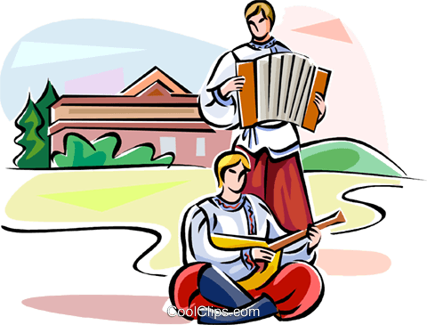 480x365 Russian National Costumes Royalty Free Vector Clip Art