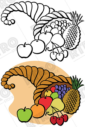 339x504 A Vintage Illustration Of A Cornucopia Full Of Thanksgiving Bounty