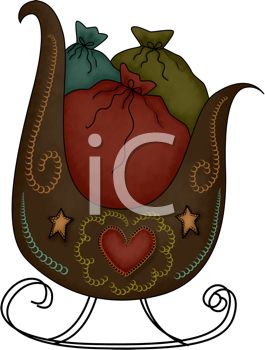 265x350 Rustic Christmas Design Of A Sleigh With Bags Of Toys