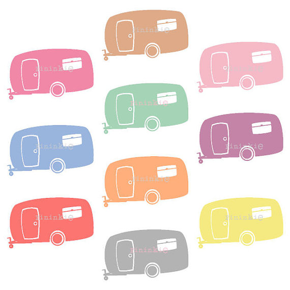 570x570 Retro Clipart, Summer Clipart, Camping Clip Art, Camper, Caravan