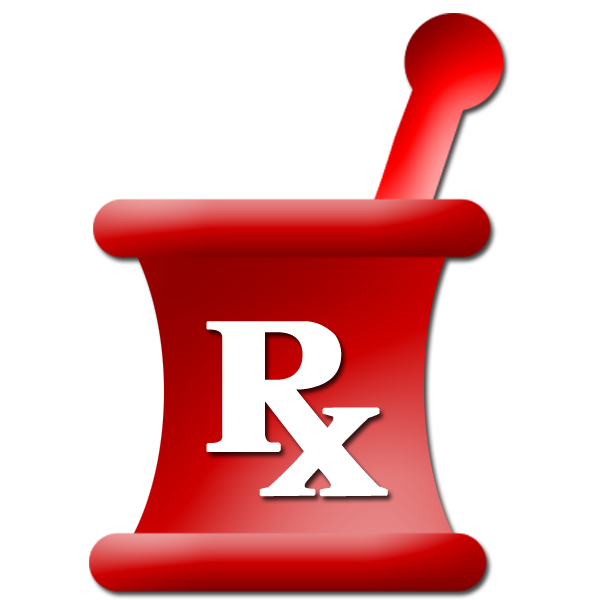 600x600 Mortar Pestle Red Rx Symbol Clipart Image