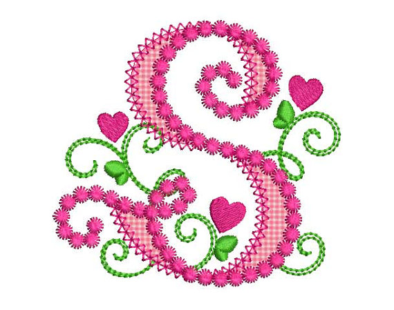 570x449 Cute Letter S Alphabet For Lil Princess Hearts Applique