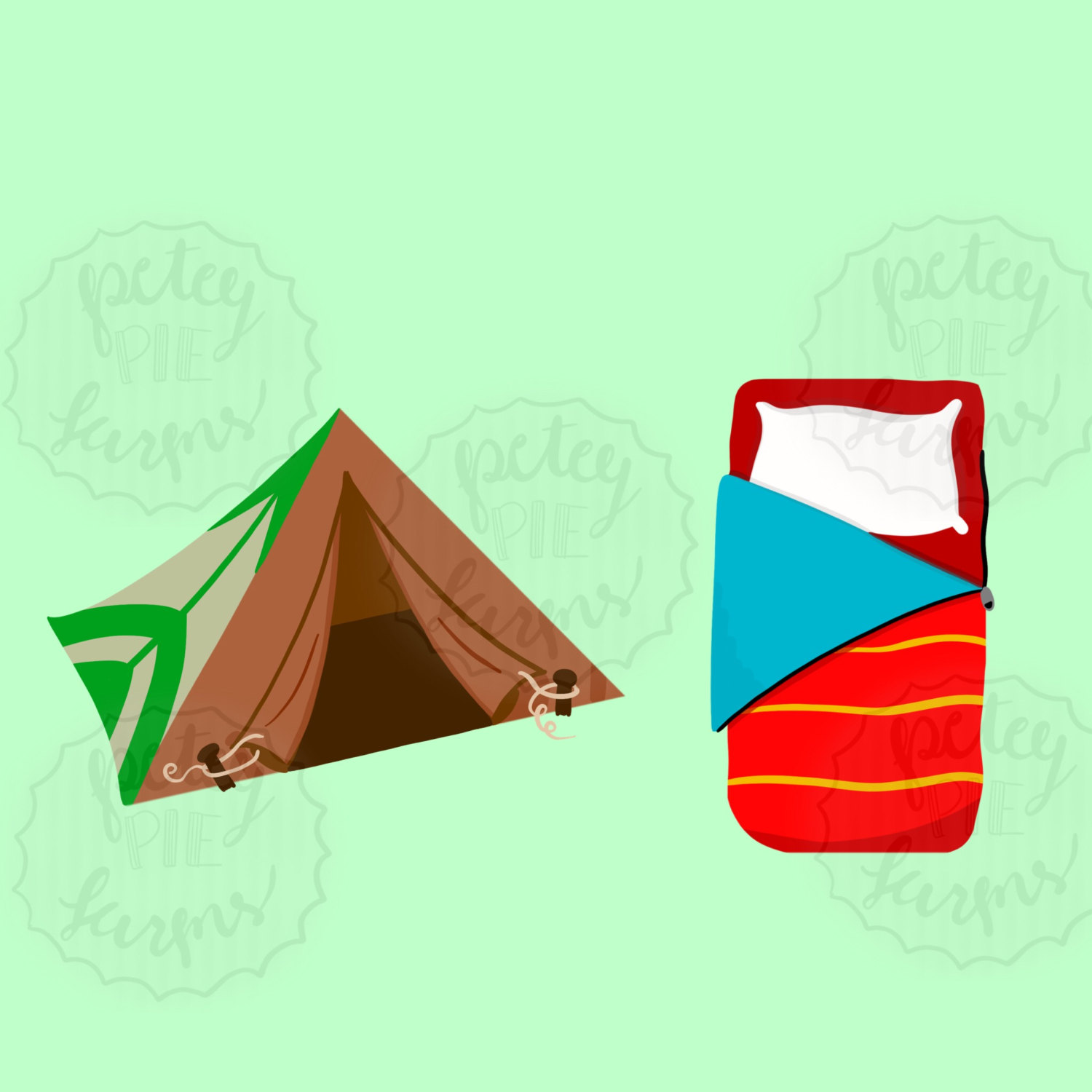 1500x1500 Camping Clip Art Designs With Tent, S'Mores, Campfire, Fox, Bear
