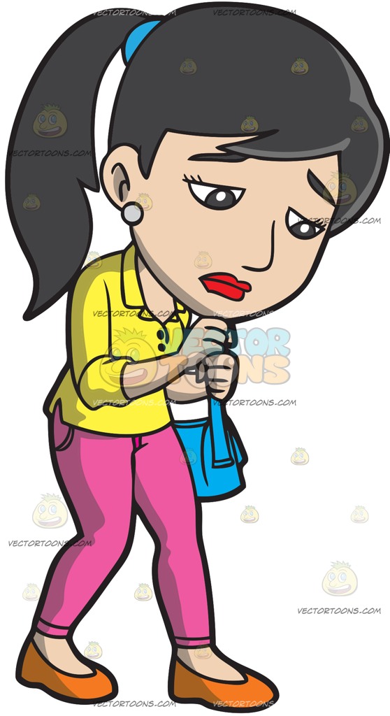 558x1024 A Sad Woman Walking Home Cartoon Clipart