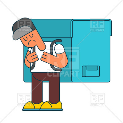 400x400 Back To School. Sad Boy And Backpacks. Royalty Free Vector Clip