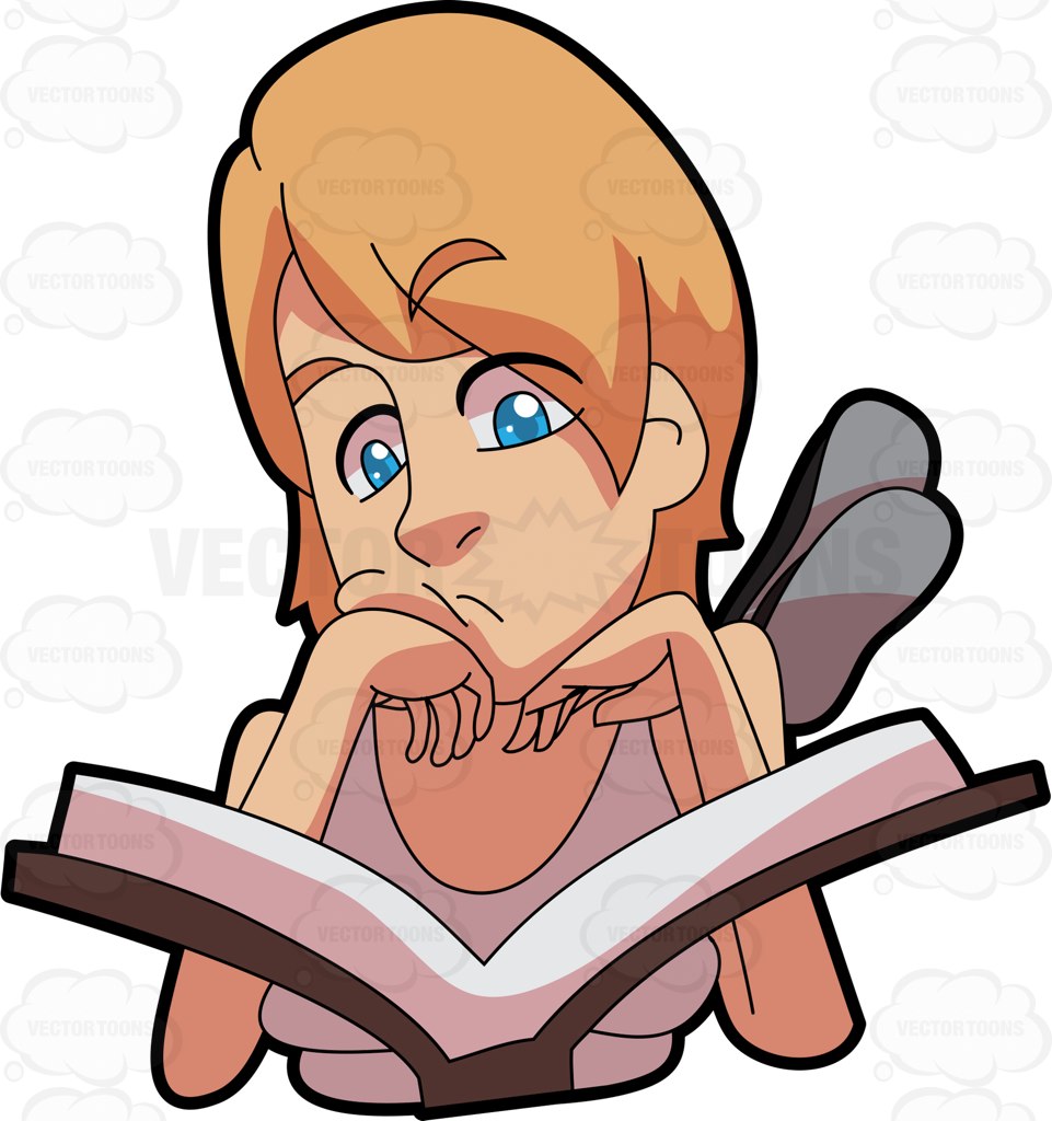 961x1024 A Sad Woman Reading A Book Cartoon Clipart