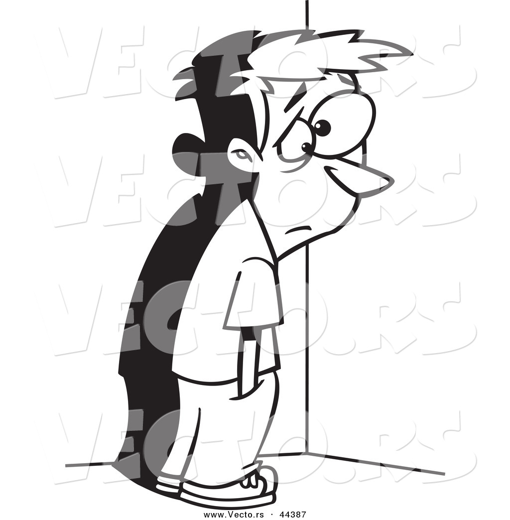 1024x1044 Vector Of A Sad Cartoon Boy Standing In A Corner