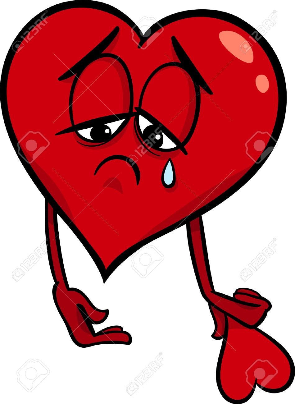 950x1300 Cartoon Illustration Of Sad Broken Heart In Love On Valentine