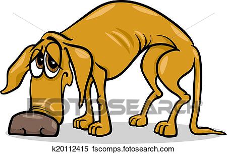 450x305 Clipart Of Sad Homeless Dog Cartoon Illustration K20112415
