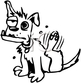 344x350 Sad Looking Cartoon Dog Scratching His Fleas