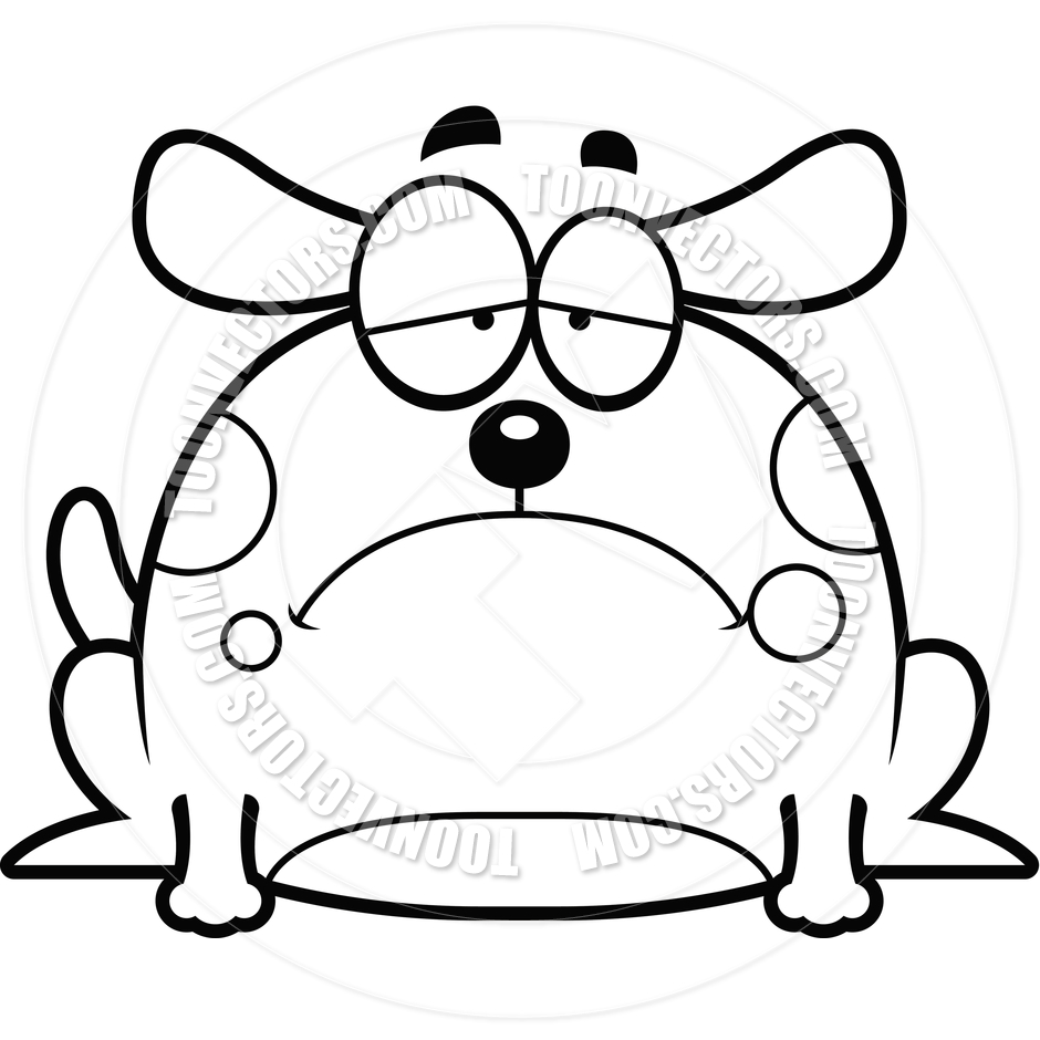 940x940 Cartoon Little Dog Sad (Black And White Line Art) By Cory Thoman
