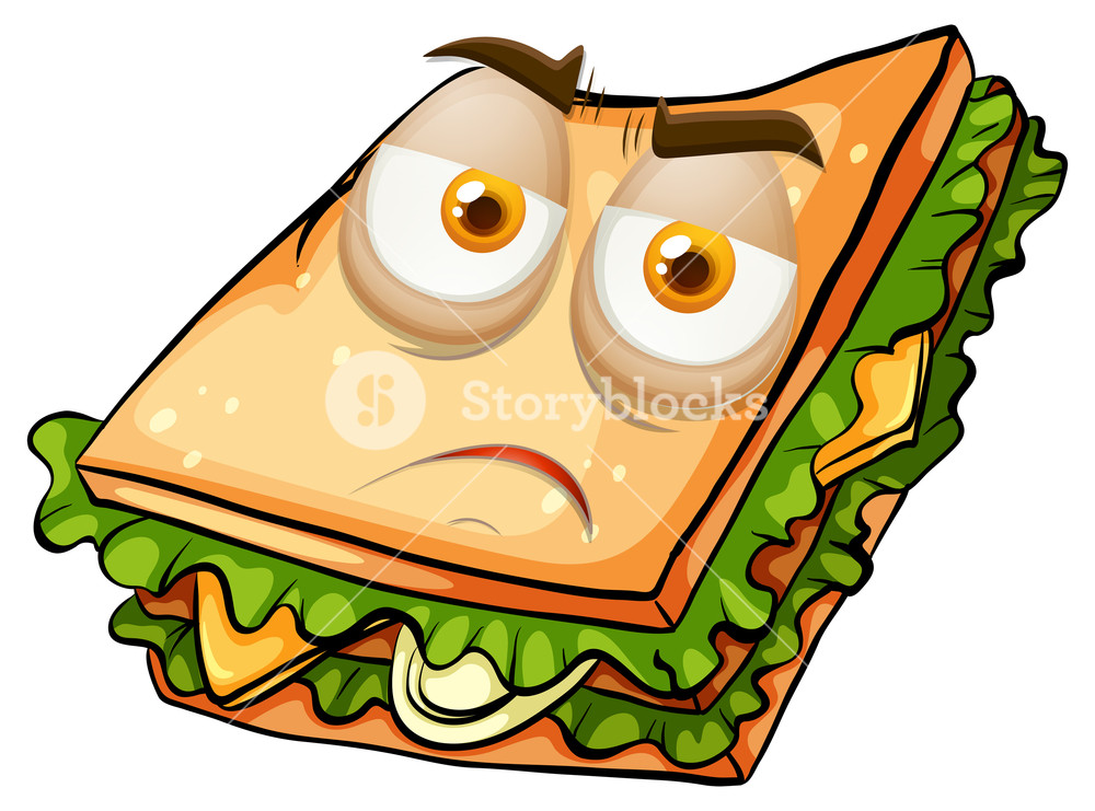 1000x741 Sad Face On Sandwich Illustration Royalty Free Stock Image