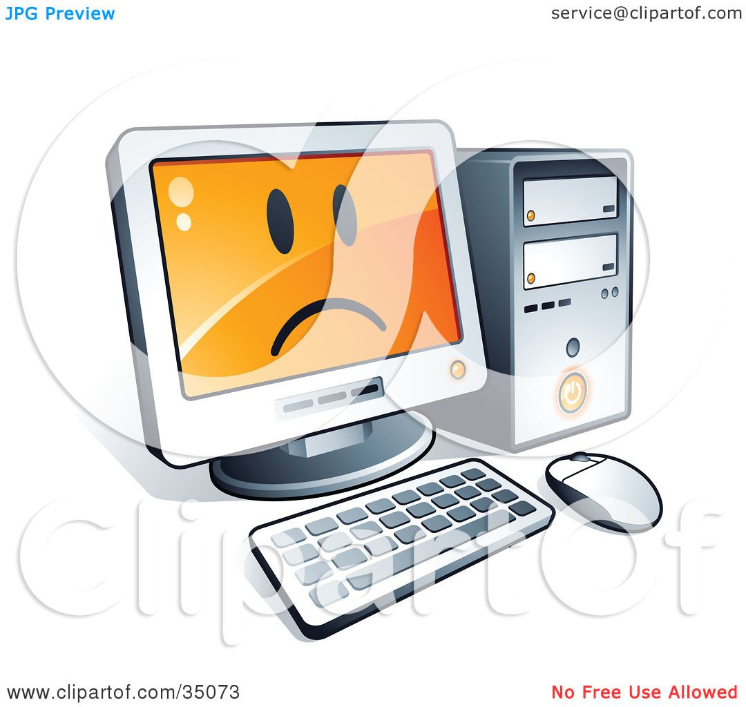 1080x1024 Clipart Illustration Of A Sad Face On A Desktop Computer Screen By