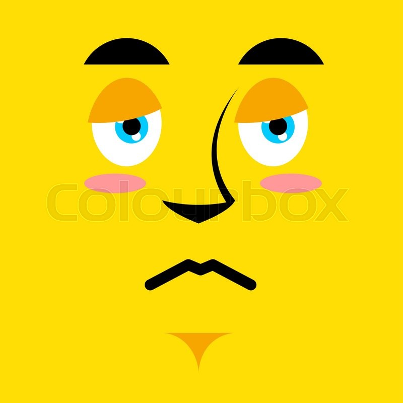 800x800 Cartoon Sad Face On Yellow Background. Sadness Emotion