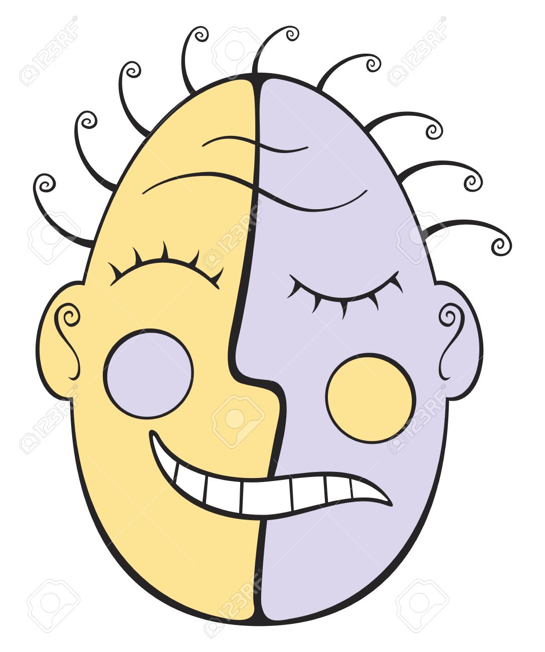 1087x1300 Tribal Mask With Sad And Happy Face Royalty Free Cliparts, Vectors