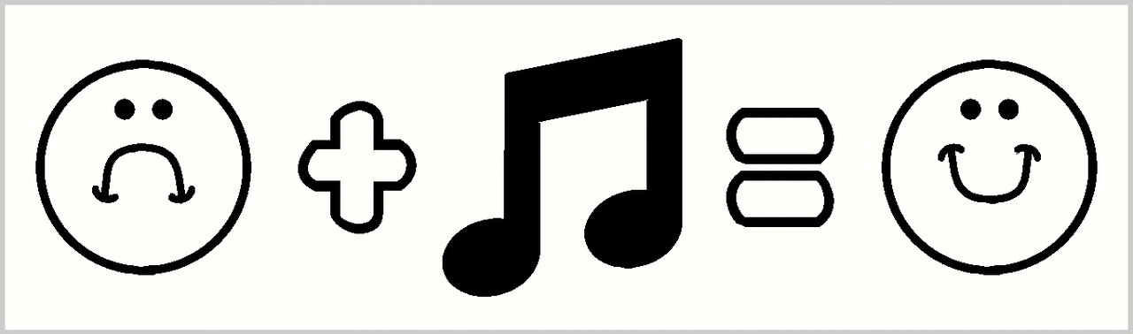 1280x378 Sad Plus Music Equals Happy Face Wall Art Decal