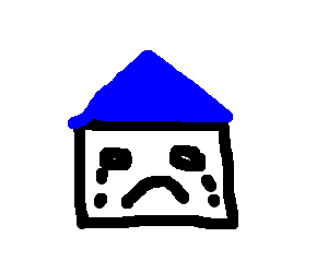 300x250 Blue Roof On Sad House (Drawing By Dzdn)
