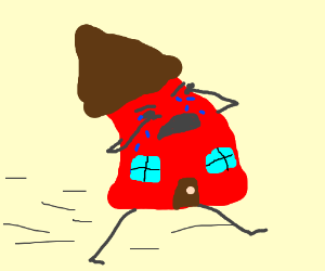 300x250 Sad House Running Away. (Drawing By Keirajasmin)