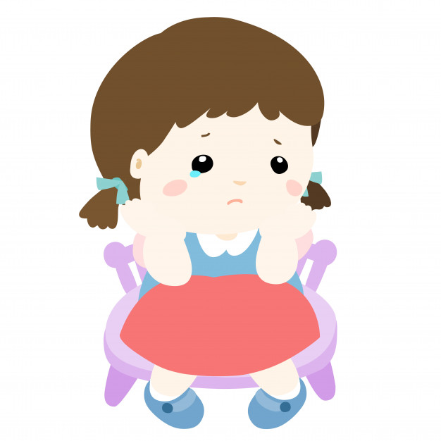 626x626 Sad Little Girl On White Background Vector Premium Download