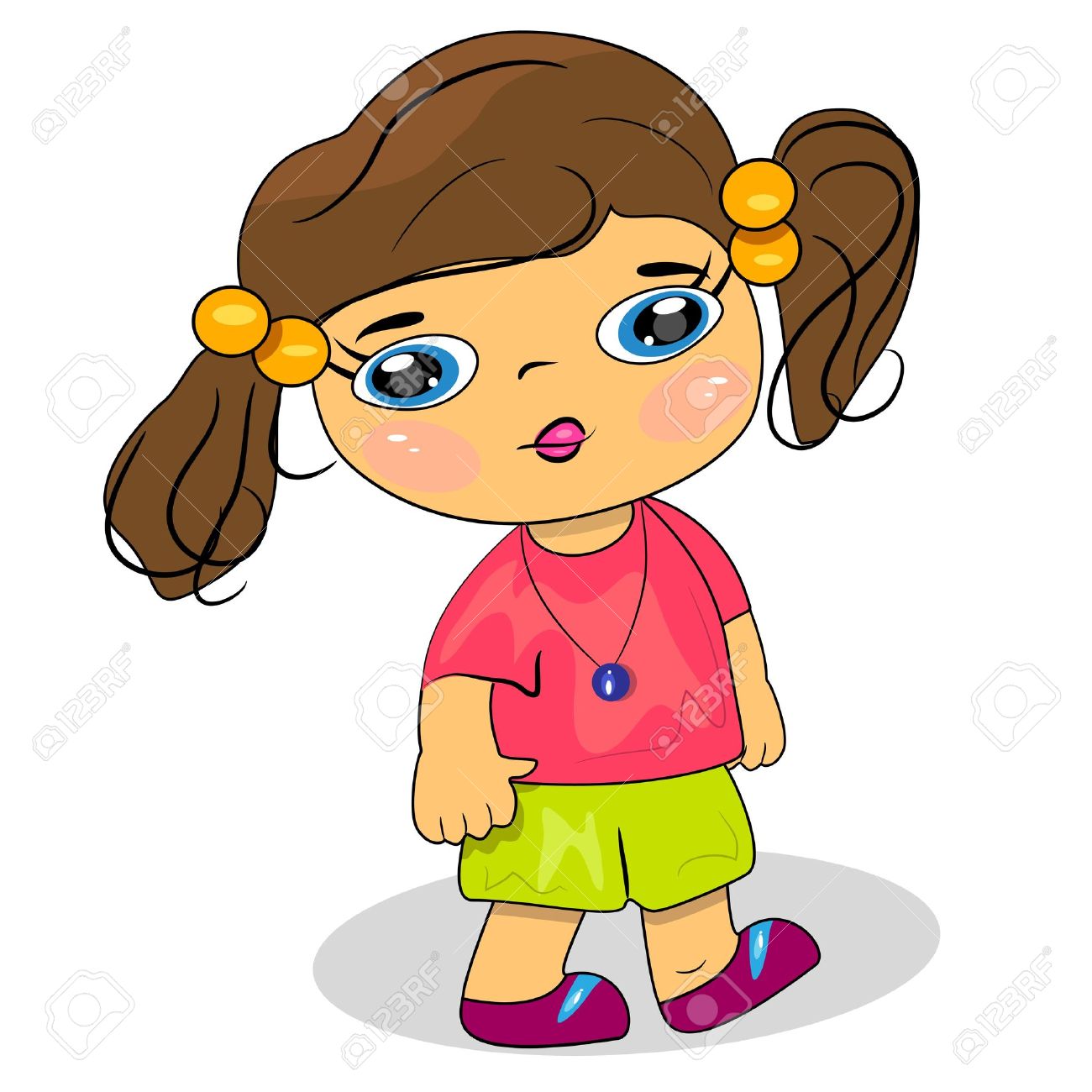 1300x1300 Cartoon Child Walking Illustration Little Girl Icon Royalty Free