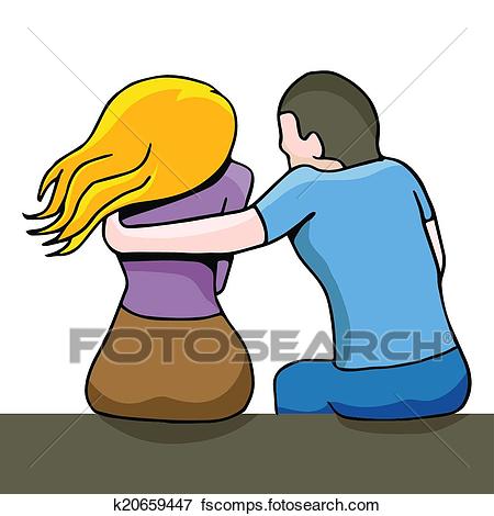 450x470 Clip Art Of Man Comforting Sad Woman K20659447